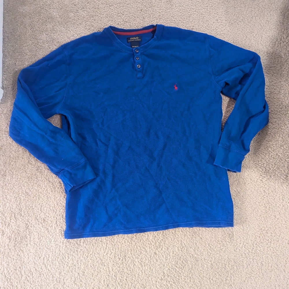 Polo by Ralph Lauren Men's Blue Waffle Long Sleeve Shirt Size 2XL